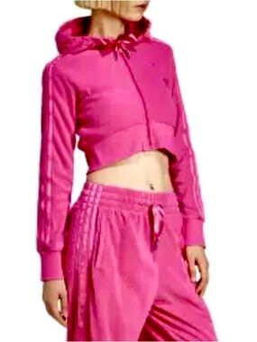 Adidas Pink Magenta Hoodie with Zipper and Pockets